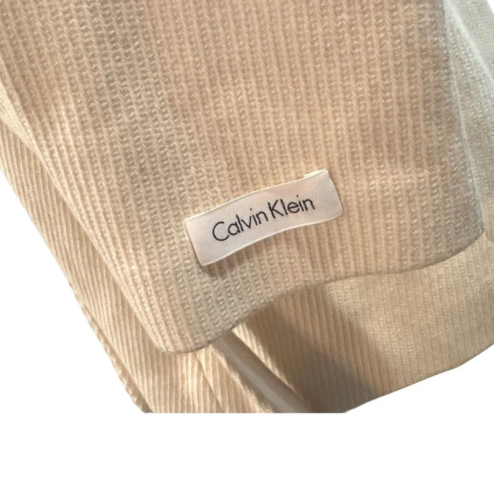 Calvin Klein Women Cream Waterfall Collar Belted Cardigan Coat‎ Size 10